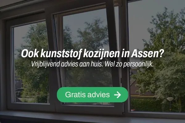 Kunststof kozijnen afbeelding met tekst: Ook kunststof kozijnen in Assen nodig? Gratis advies